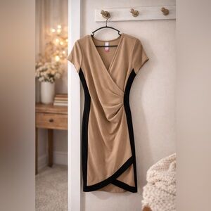 No Boundaries Tan and Black Midi Dress